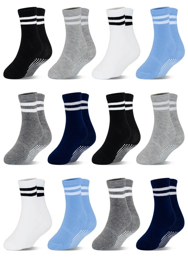 HYCLES 12 Pair Toddler Socks, Kid Non Slip Baby Socks with Grips for Boys/Girls 3-5T - Image 1